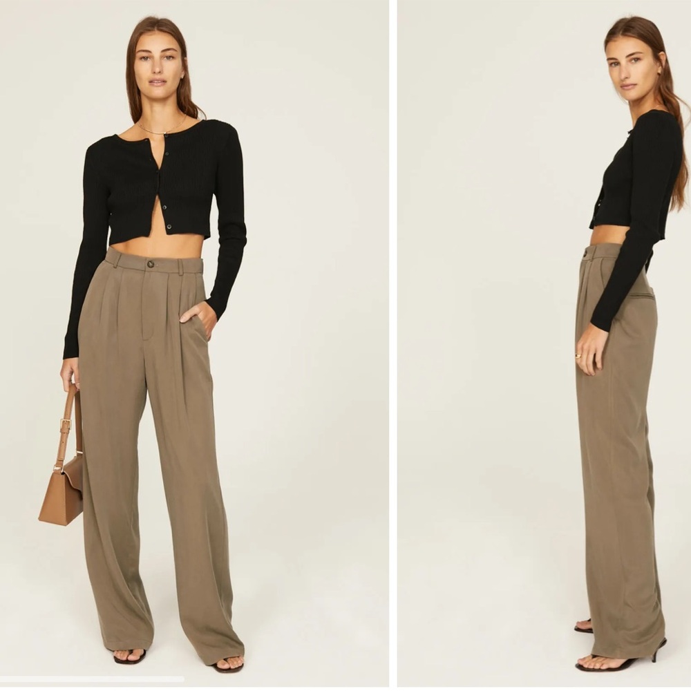 Reformation Mason wide leg pants - mushroom